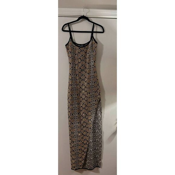 NWT $2,970 Balmain Python Jacquard Glittered Maxi Dress Brown Size US 6 - Picture 6 of 9